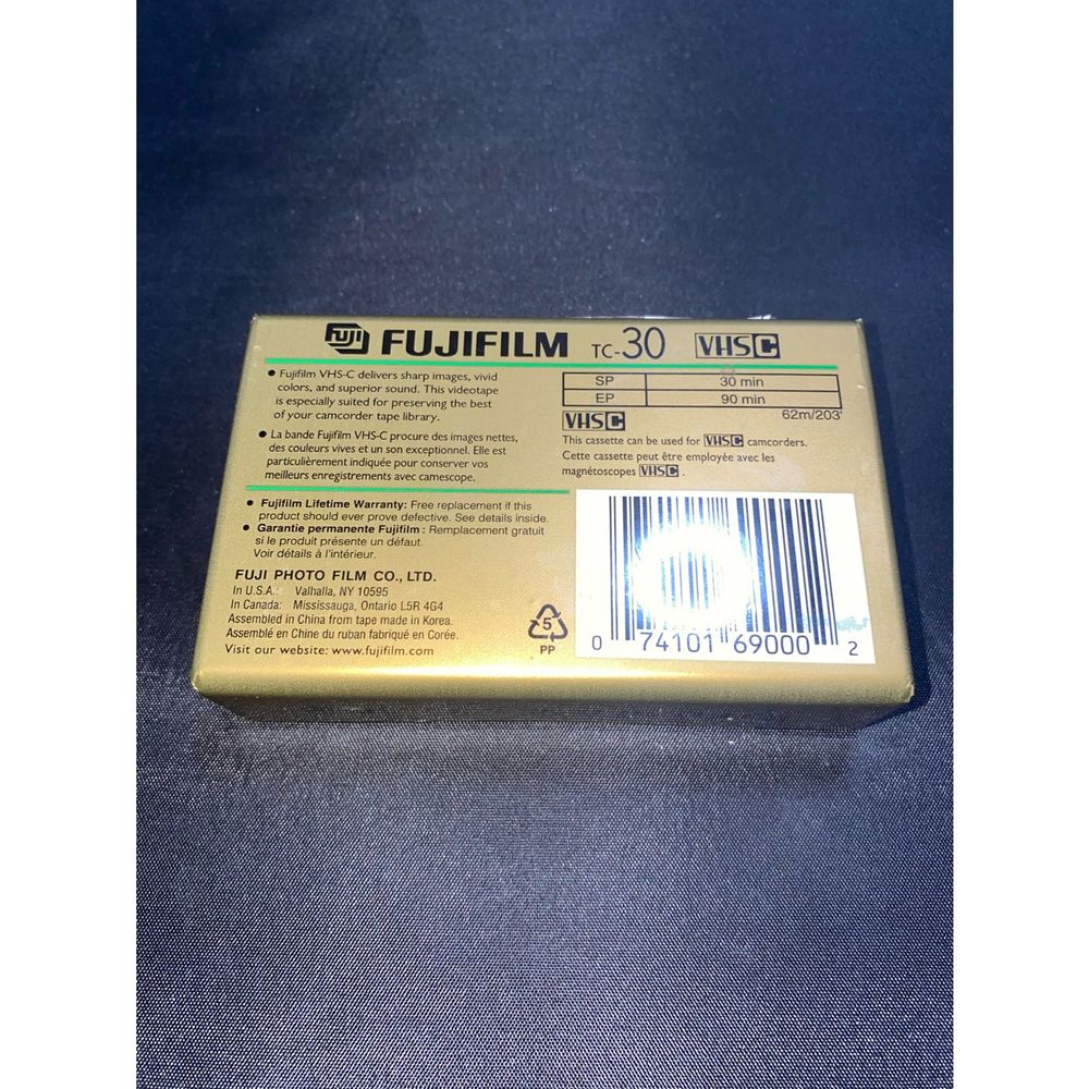 Fuji Film VHS-C TC-30 Premium Quality Video Cassette NEW SEALED